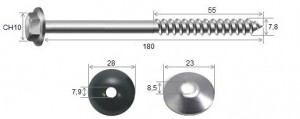 Parafuso Telha + Arruelas 5/16 x 180 Galvanizado Fogo - 10 peas